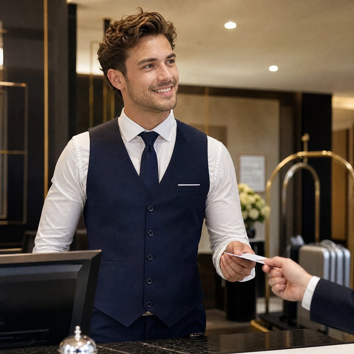 Gilet sans manches homme ajusté à quatre boutons - Utilisation GLOBALE