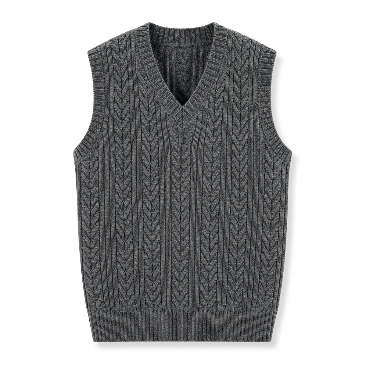Gilet tricoté à col en V pour homme vintage - image principale