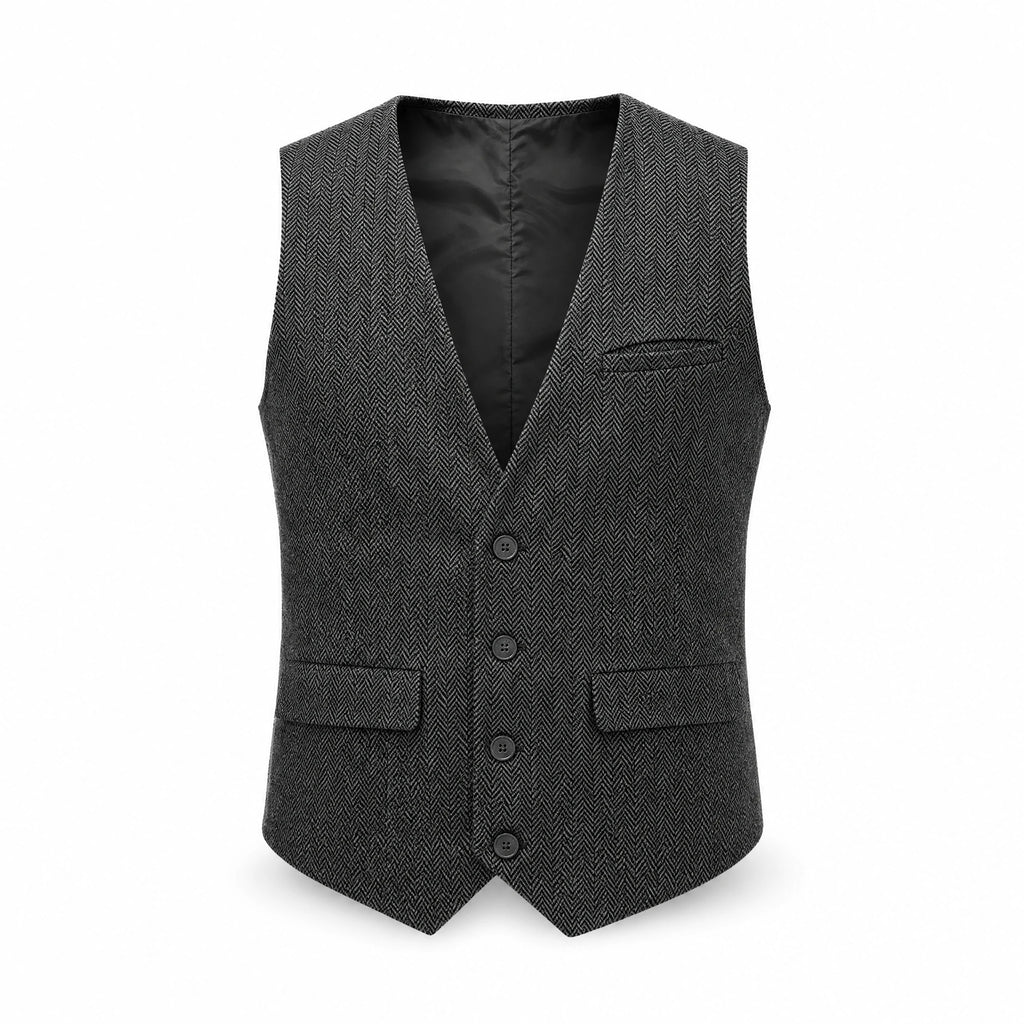 Gilet vintage en tweed à col en V pour homme - image principale