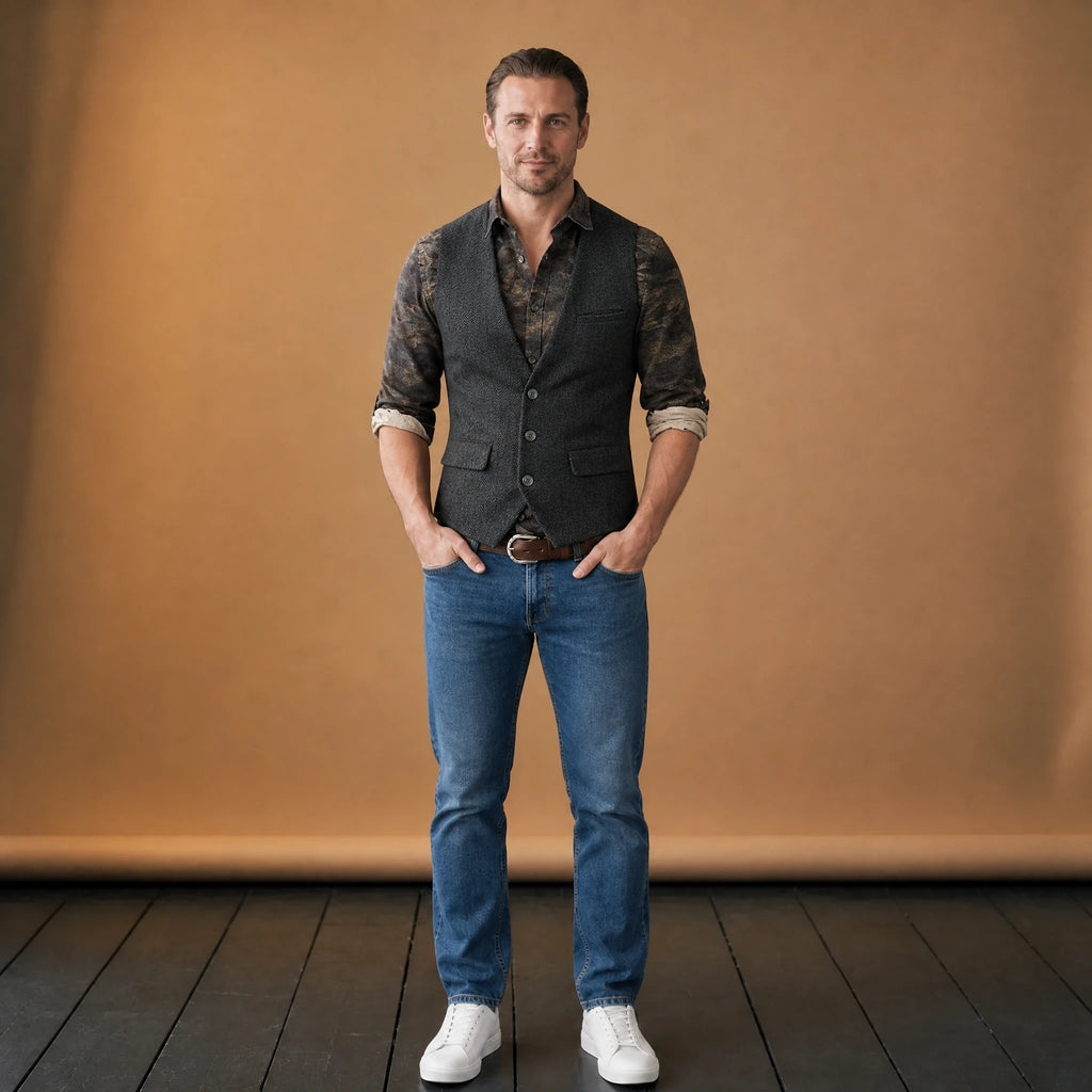 Gilet vintage en tweed à col en V pour homme - VETEMENT Studio HOMME