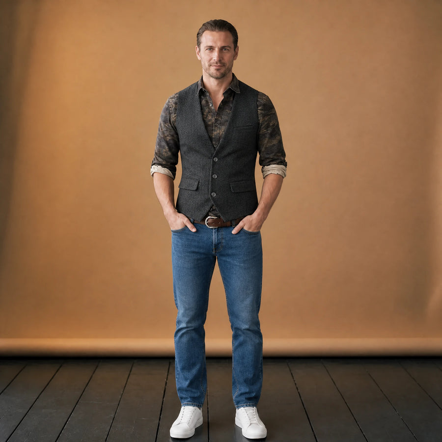 Gilet vintage en tweed à col en V pour homme - VETEMENT Studio HOMME