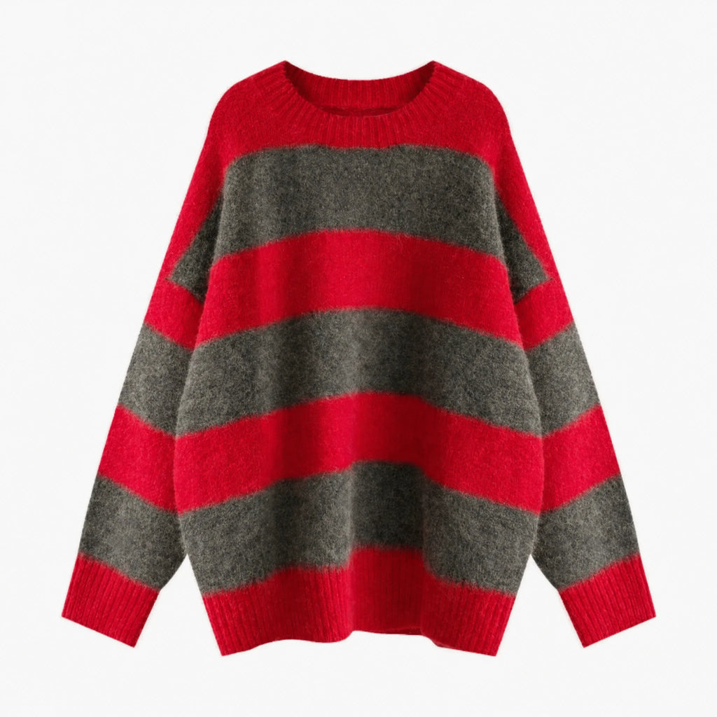 Gros Pull en Laine Femme Vintage - Rouge / Unique