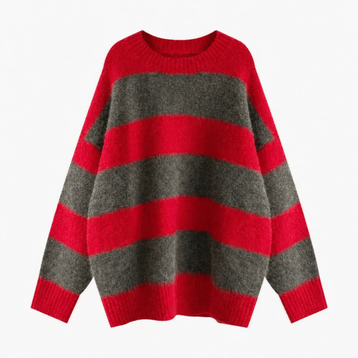 Gros Pull en Laine Femme Vintage - Rouge / Unique