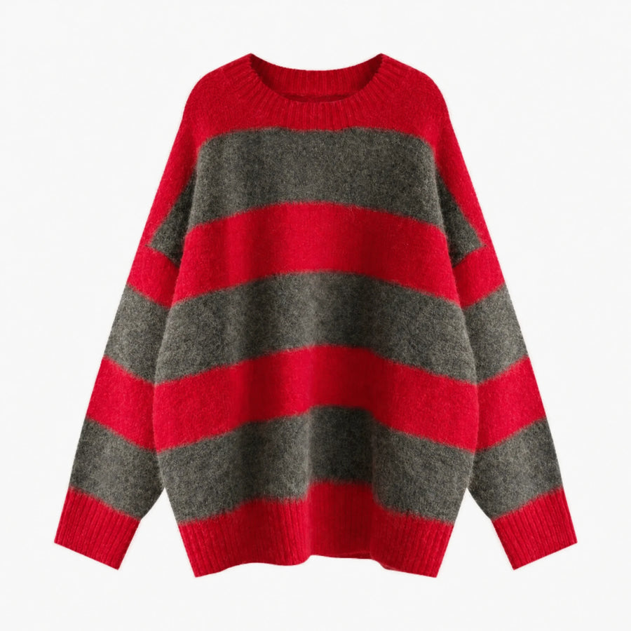 Gros Pull en Laine Femme Vintage - Rouge / Unique