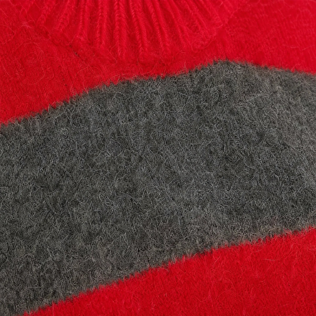 Gros Pull rayure en Laine Femme Année 80 - close-up détail matière