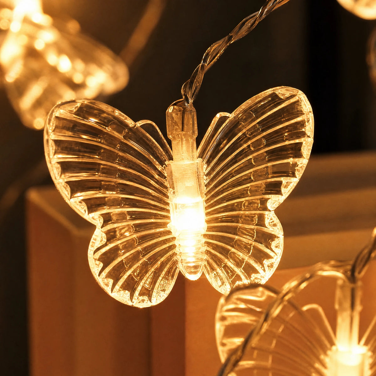 Guirlande Lumineuse Papillon à Piles pour Décoration - close-up détail matière