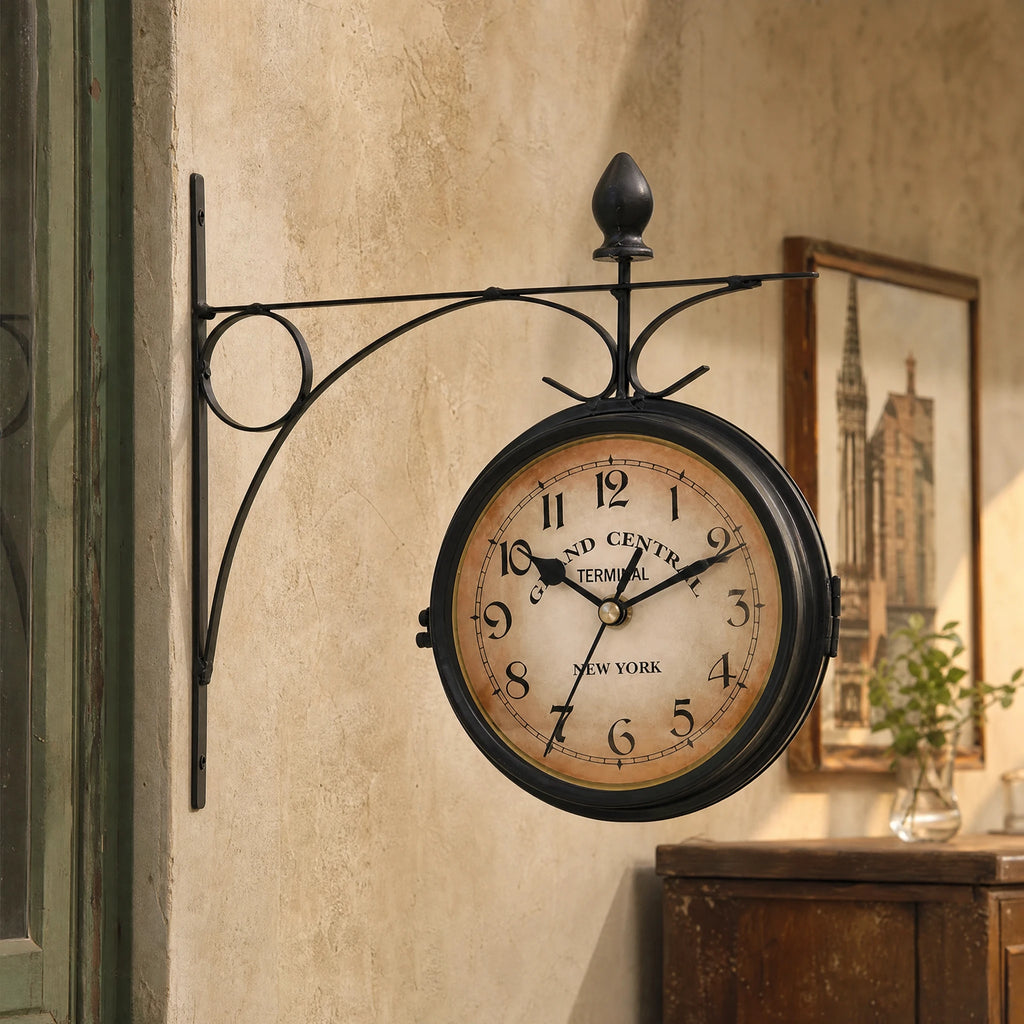 Horloge de Gare Murale Double Face Style Vintage - ITEM MURAL