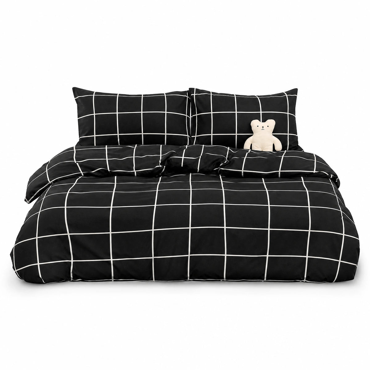 Housse de couette à carreaux noirs et blancs - image principale