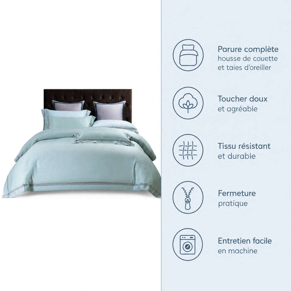 Housse de Couette Satin avec Passepoil Décoratif - Bénéfices produit