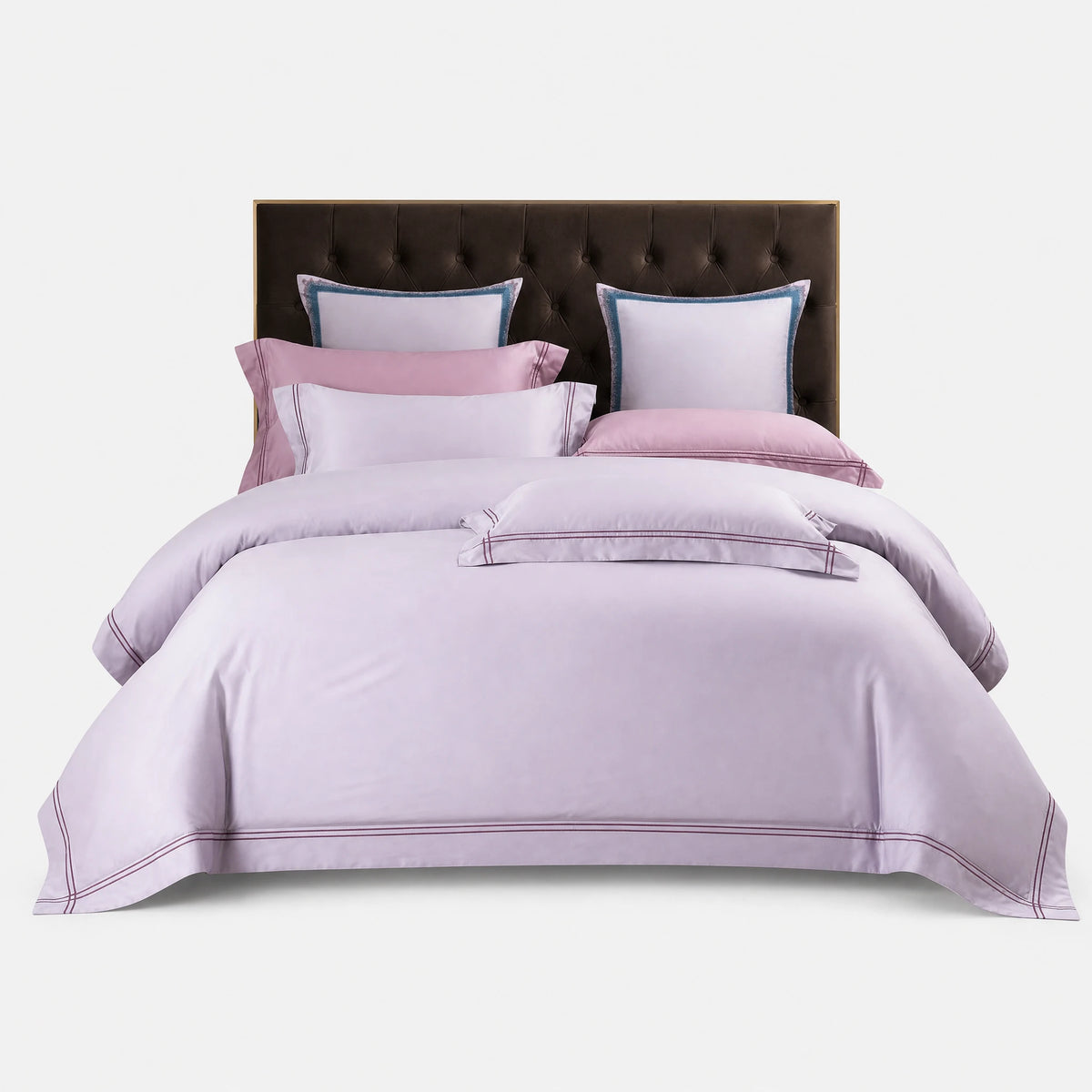 Housse de Couette Satin avec Passepoil Décoratif - Doré / 1.2M / Drap-housse … (4 tailles)