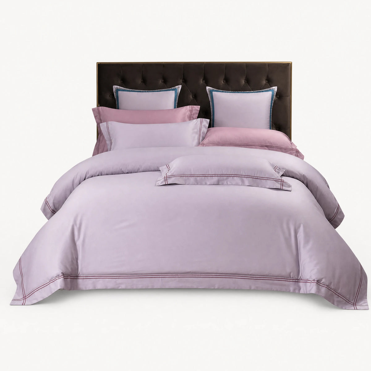 Housse de Couette Satin avec Passepoil Décoratif - Jade / 1.2M / Drap plat … (4 tailles)