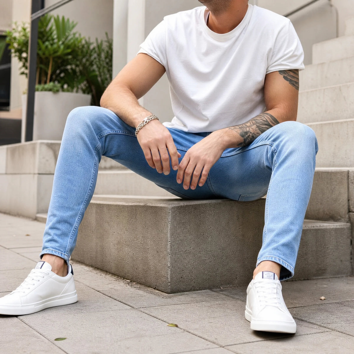 Jean crayon stretch couleur unie pour homme vintage - Utilisation GLOBALE