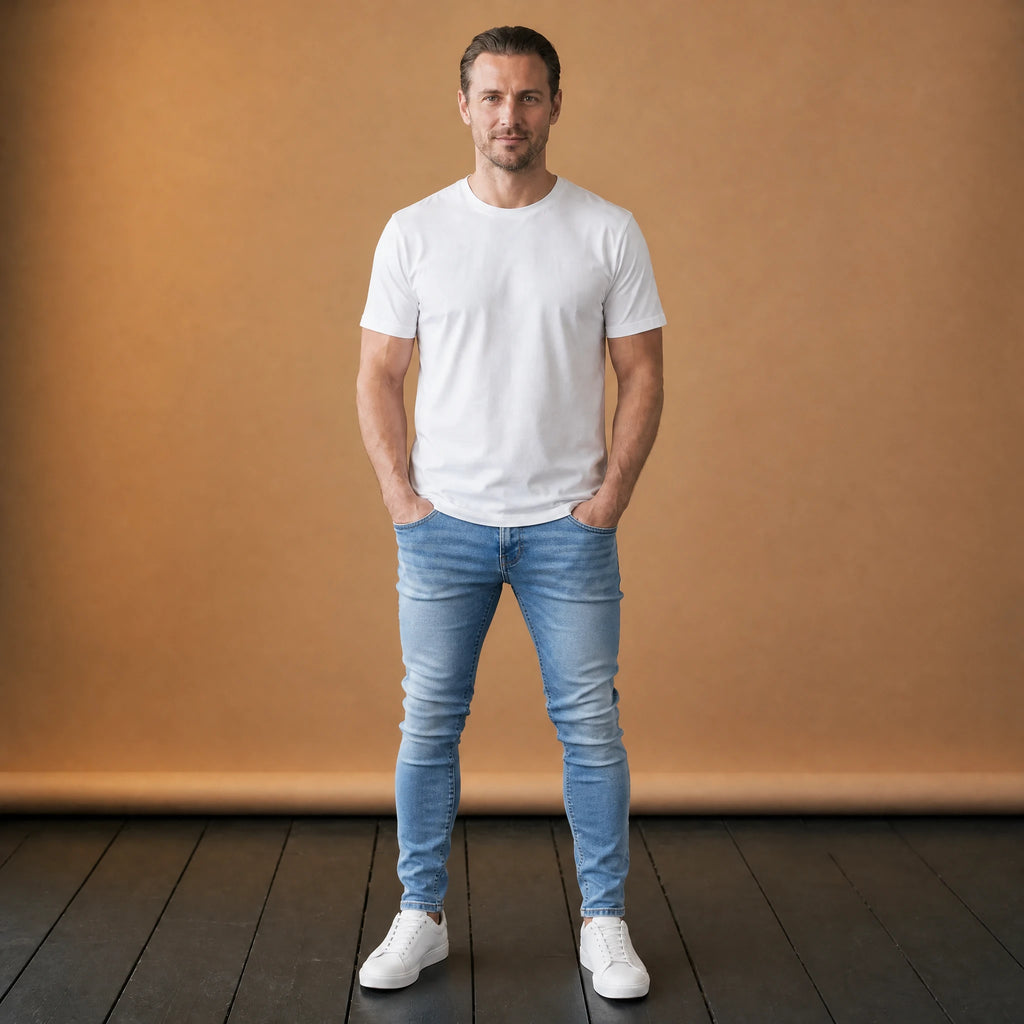 Jean crayon stretch couleur unie pour homme vintage - VETEMENT Studio HOMME