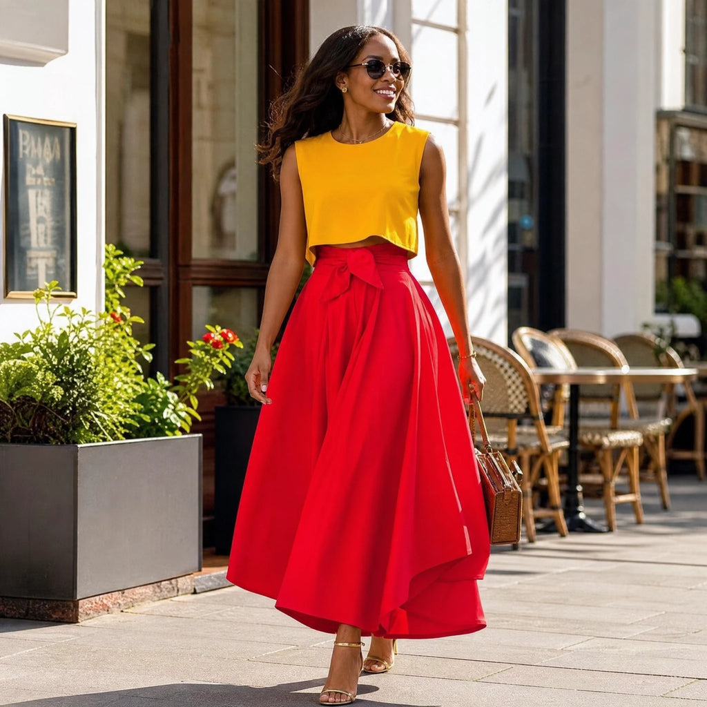 Jupe Longue Ample Taille Haute Vintage - Utilisation GLOBALE