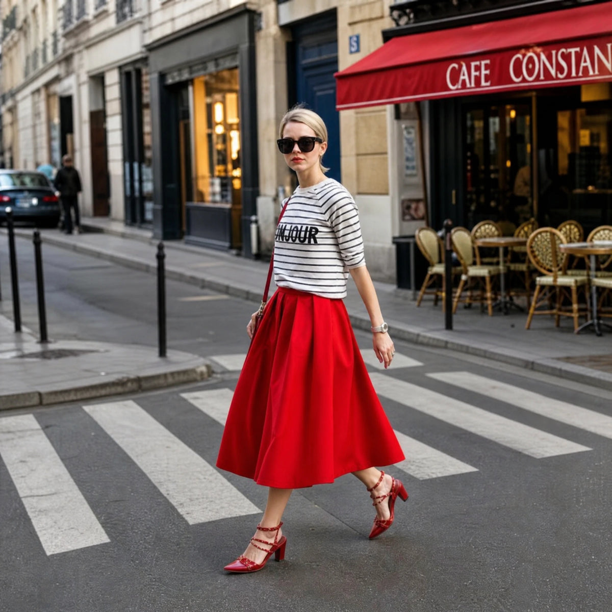 Jupe Mi Longue Rouge Rétro - Utilisation GLOBALE