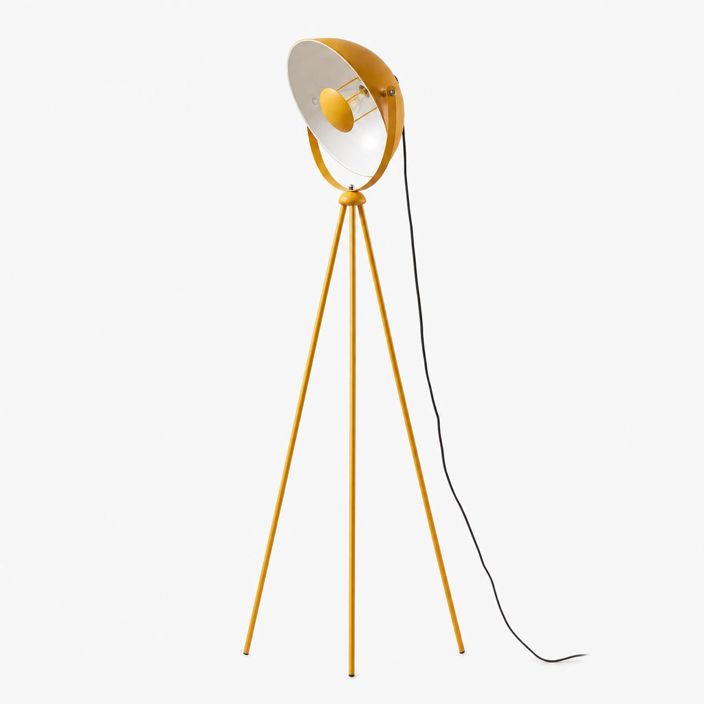 Lampadaire trépied vintage orientable jaune et blanc - image principale