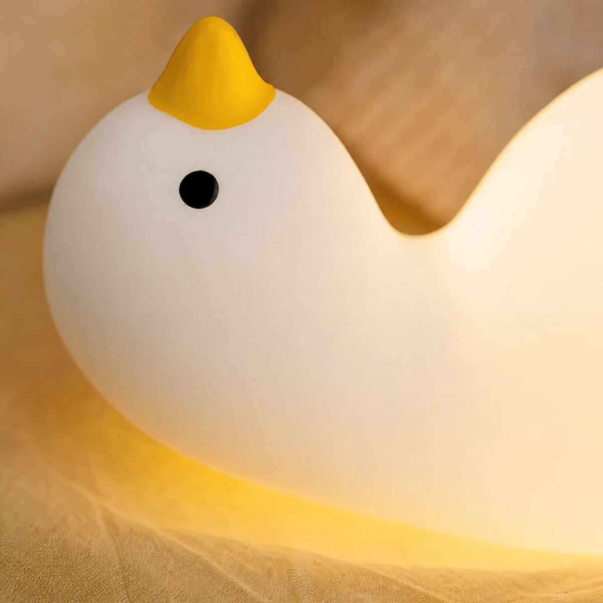 Lampe Canard LED Veilleuse à Commande Vocale - close-up détail matière