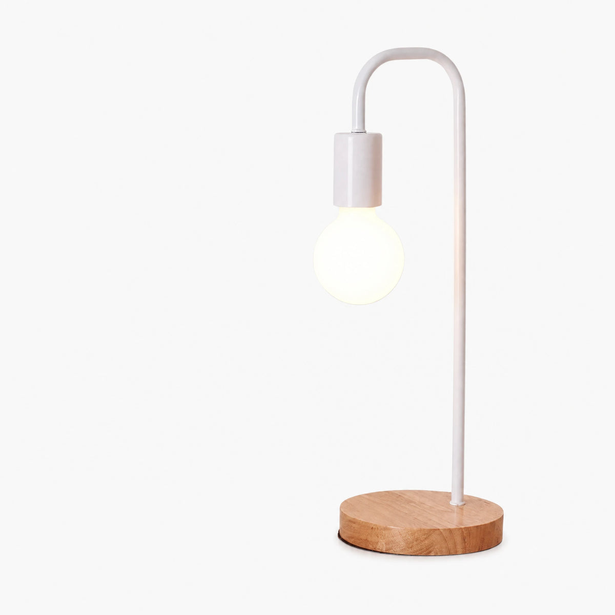 Lampe de Bureau Vintage à Socle Bois et Ampoule Apparente - image principale