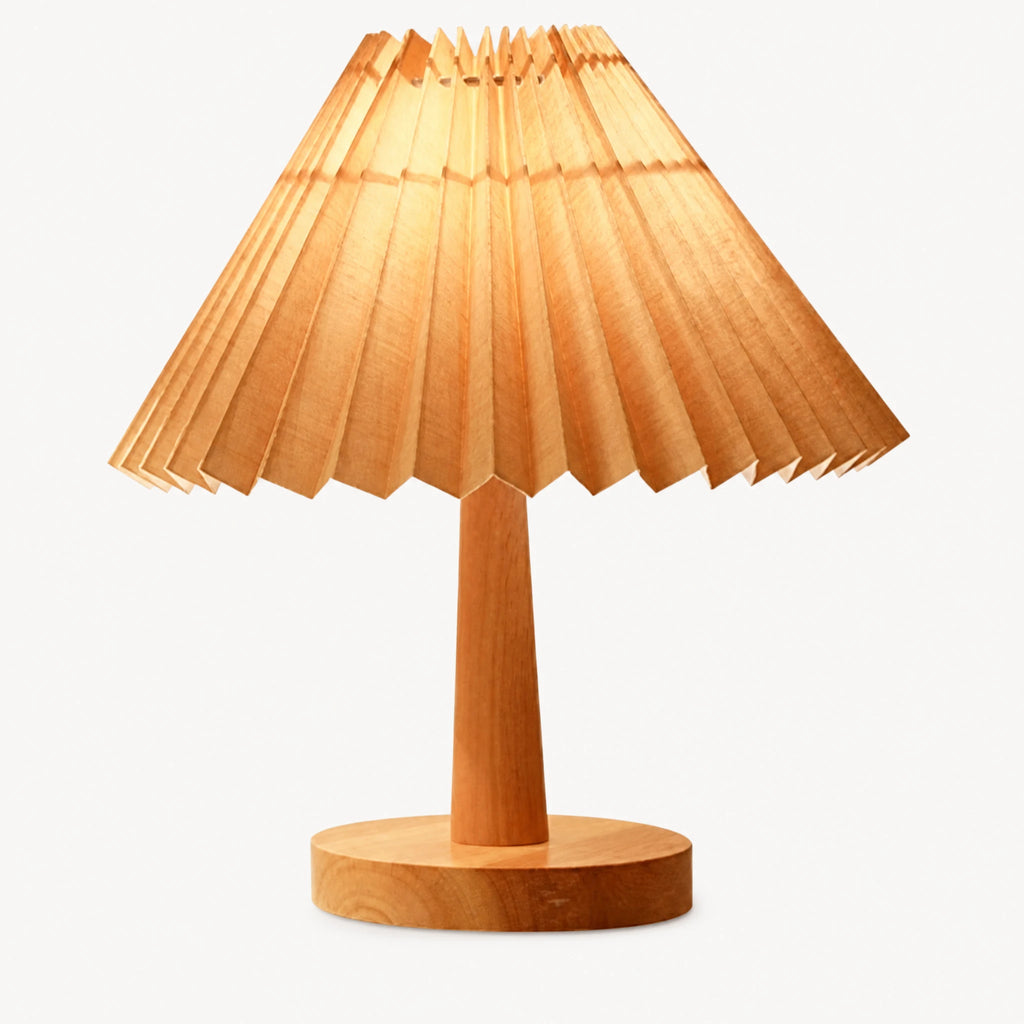 Lampe de Chevet Bois avec Abat-Jour Plissé Naturel - image principale