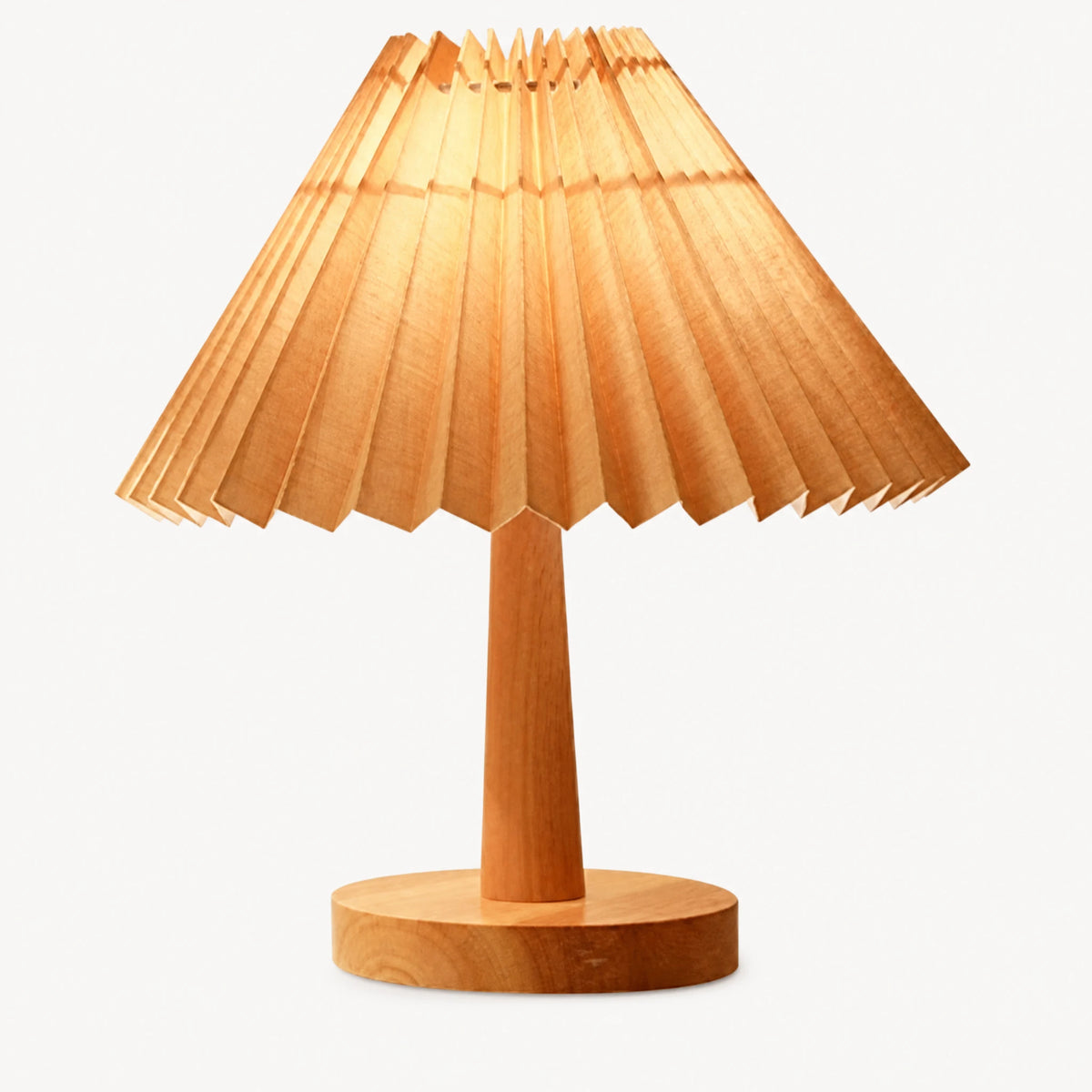Lampe de Chevet Bois avec Abat-Jour Plissé Naturel - image principale