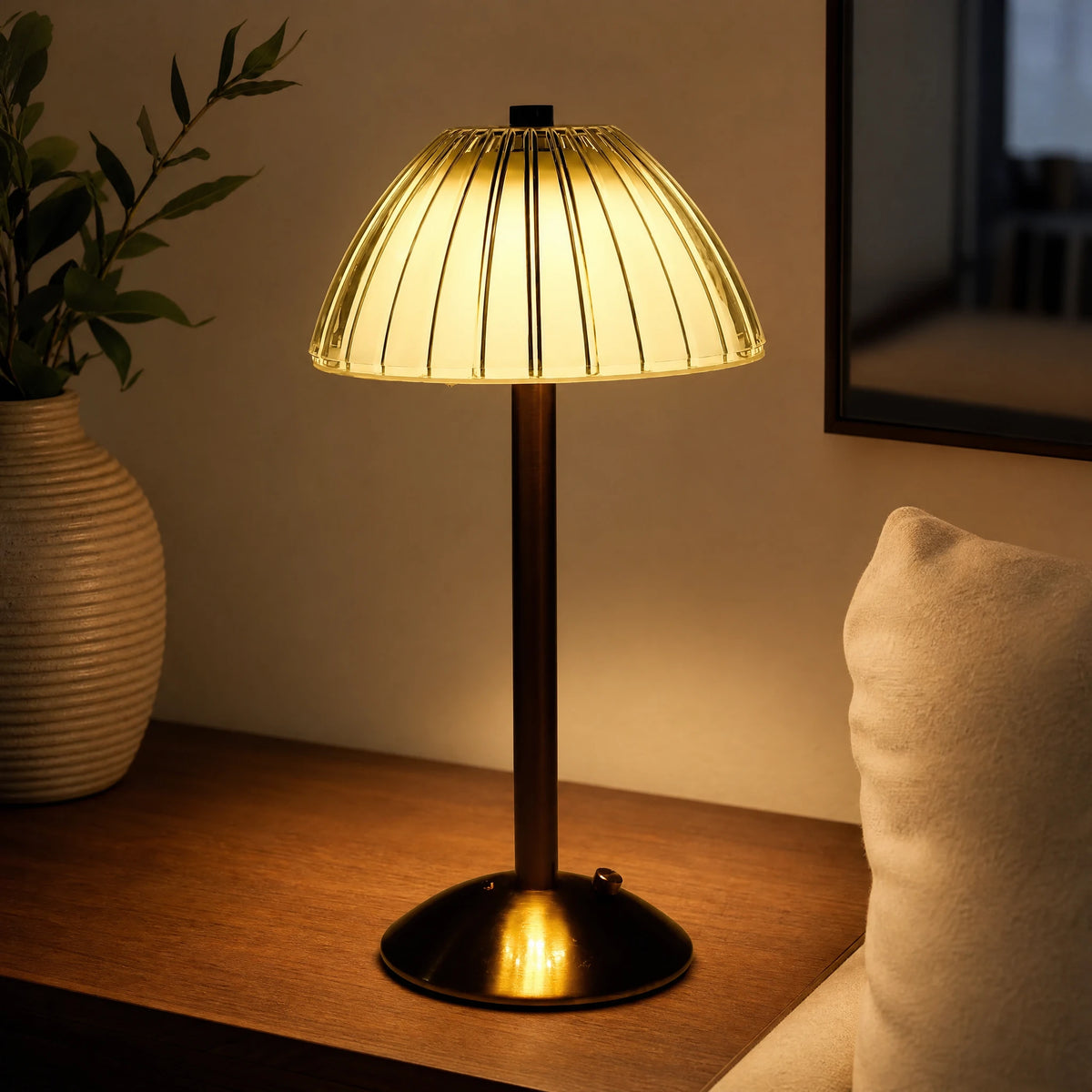 Lampe de Table Vintage Abat-jour Plissé Bronze - OBJETS VARIES