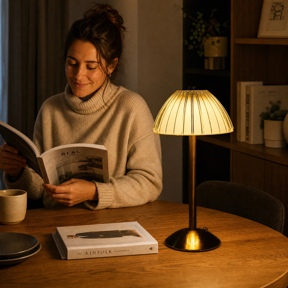 Lampe de Table Vintage Abat-jour Plissé Bronze - Utilisation GLOBALE