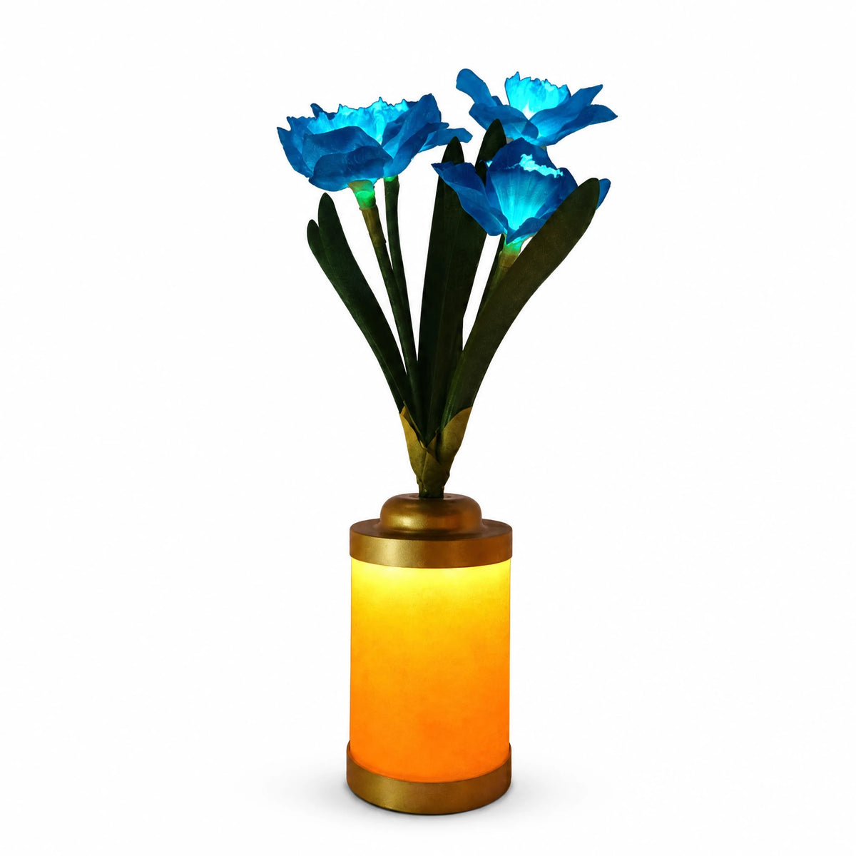 Lampe fleur lumineuse jonquille jaune avec socle LED - image principale