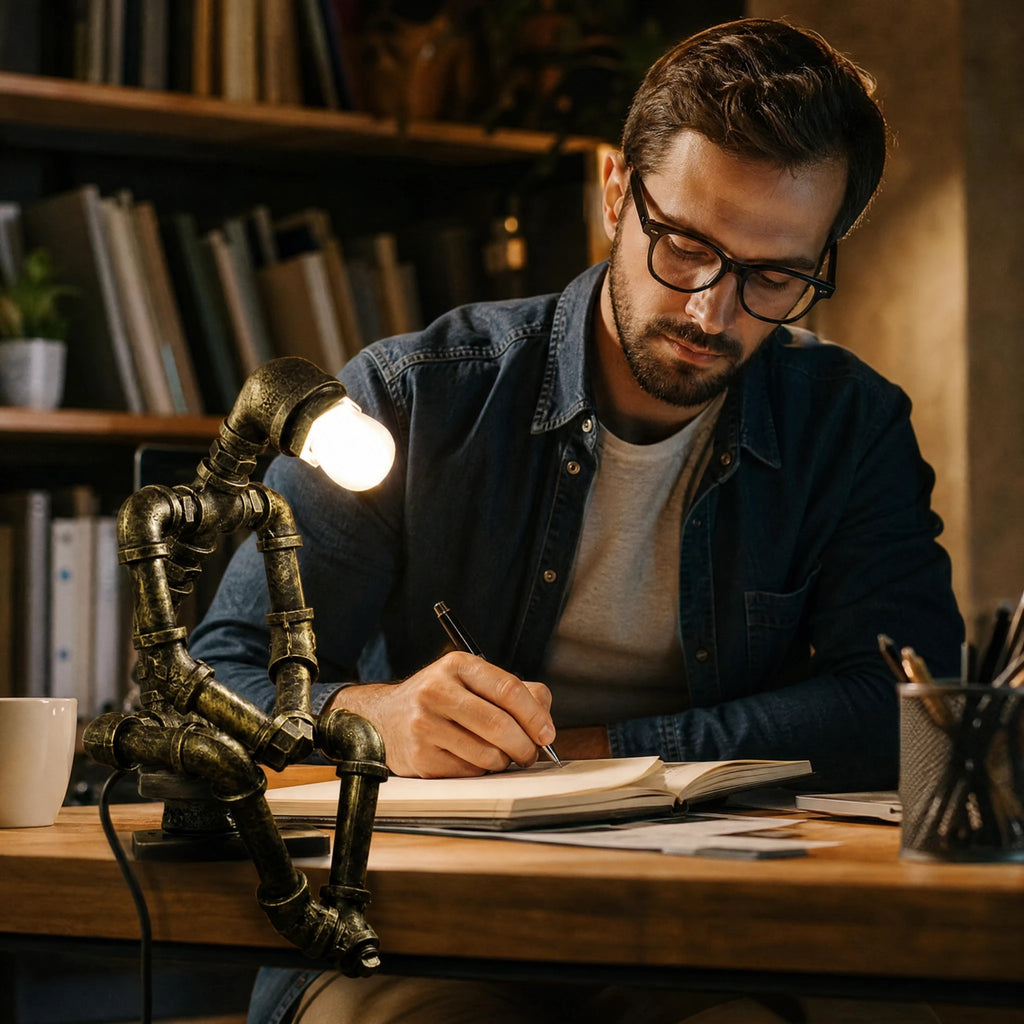 Lampe Tuyau Industriel à Poser en Forme de Robot - Utilisation GLOBALE