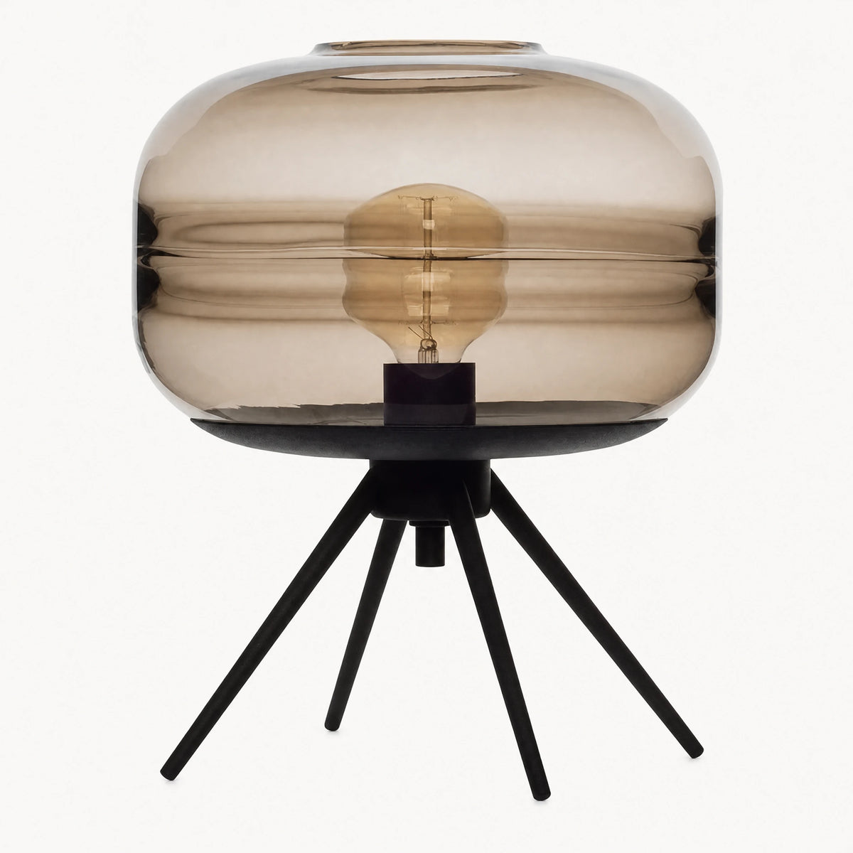 Lampe Vintage à Poser en Verre Soufflé et Trépied Noir - image principale