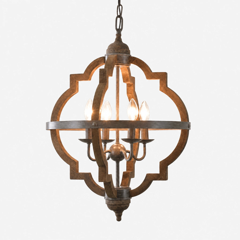 Lustre Bois Vintage à Structure Géométrique - image principale