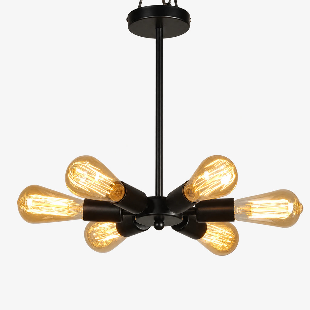 Lustre Vintage Industriel 6 Bras Métal Noir - image principale