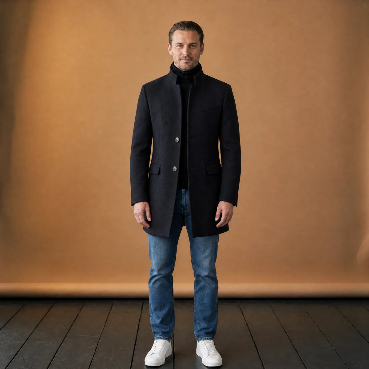 Manteau épais en laine à boutonnage simple vintage - VETEMENT Studio HOMME