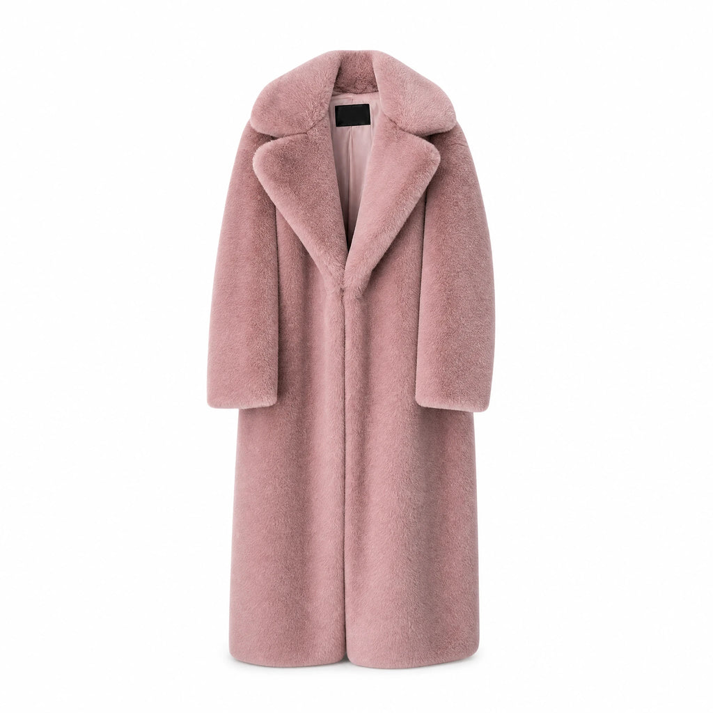 Manteau Fausse Fourrure Femme Long à Grand Col - image principale