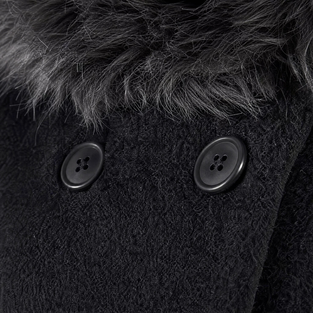 Manteau Hiver Vintage Femme Chic - close-up détail matière