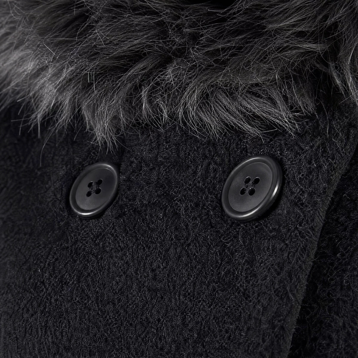 Manteau Hiver Vintage Femme Chic - close-up détail matière