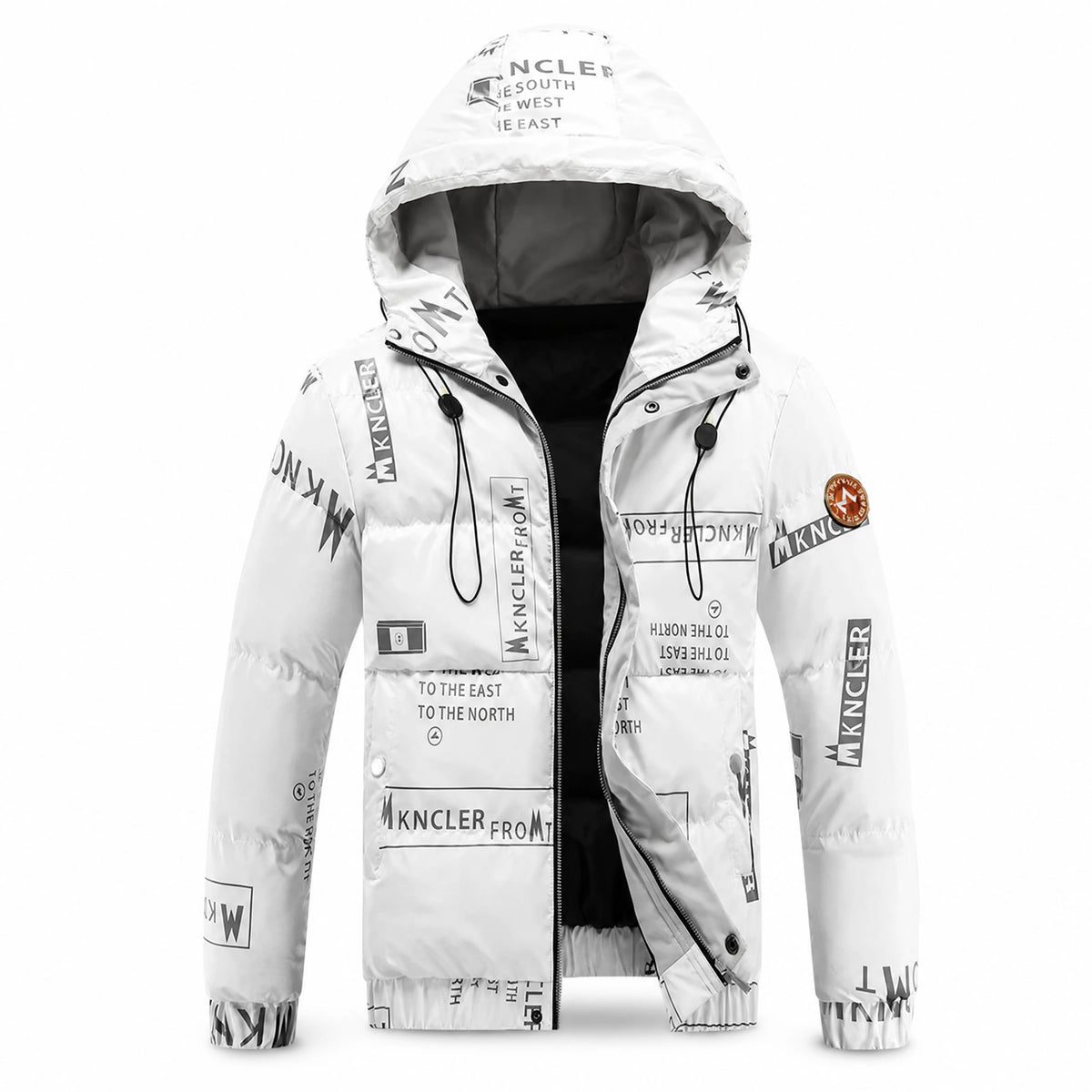 Manteau matelassé à capuche à imprimé lettre vintage - image principale
