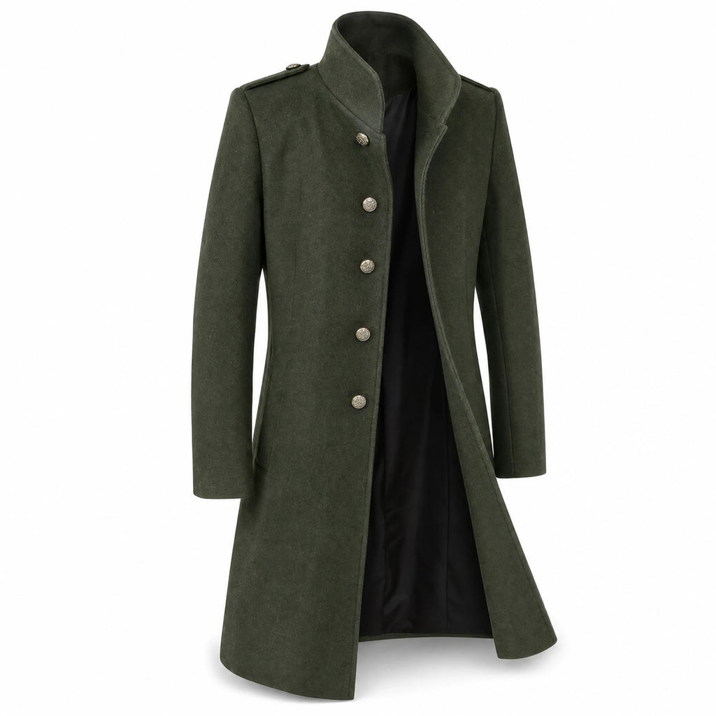 Manteau uni pour homme avec col montant vintage - image principale