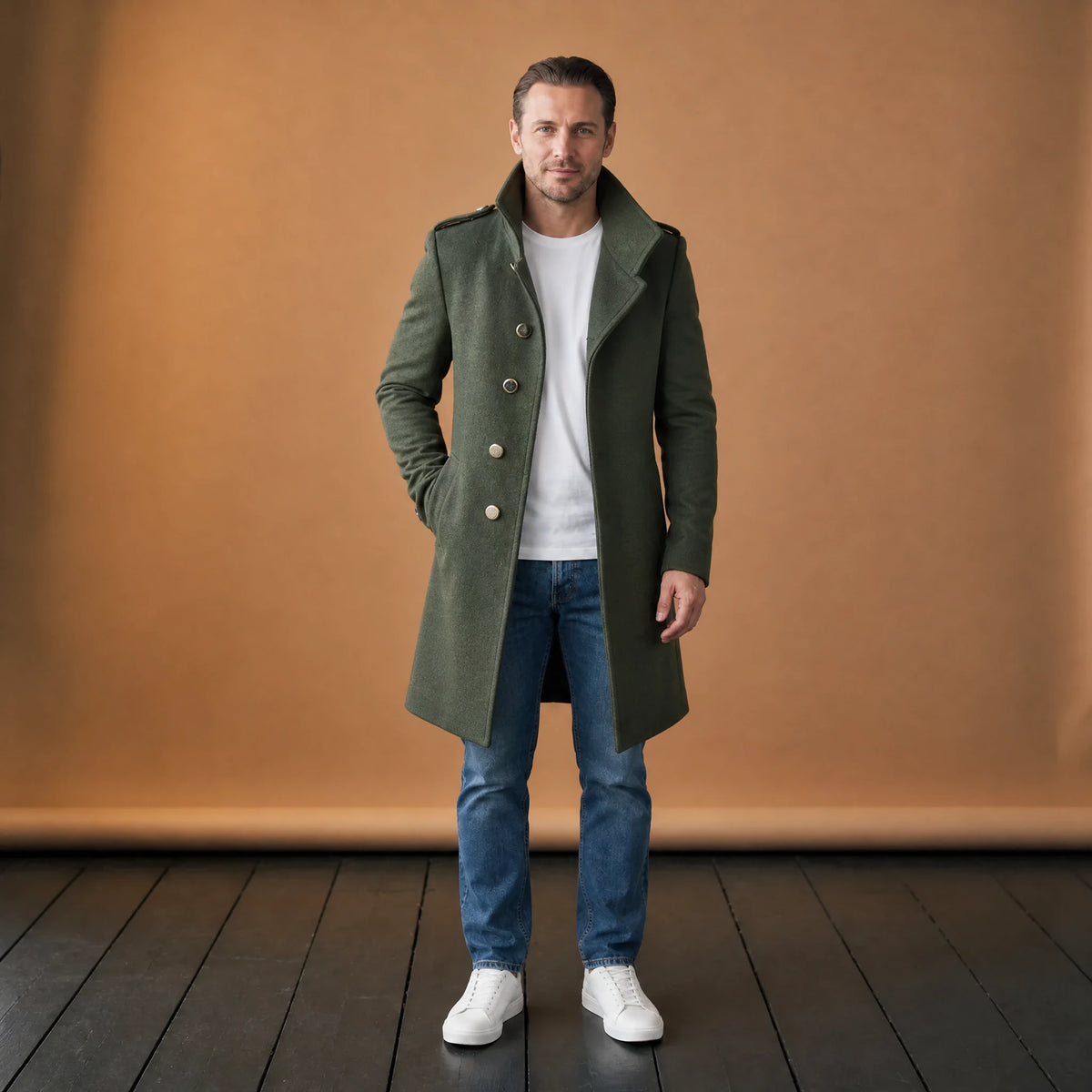 Manteau uni pour homme avec col montant vintage - VETEMENT Studio HOMME