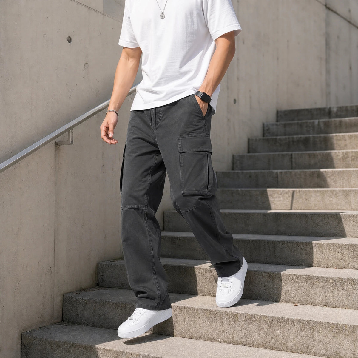 Pantalon cargo vintage multi-poches à cordon - Utilisation GLOBALE