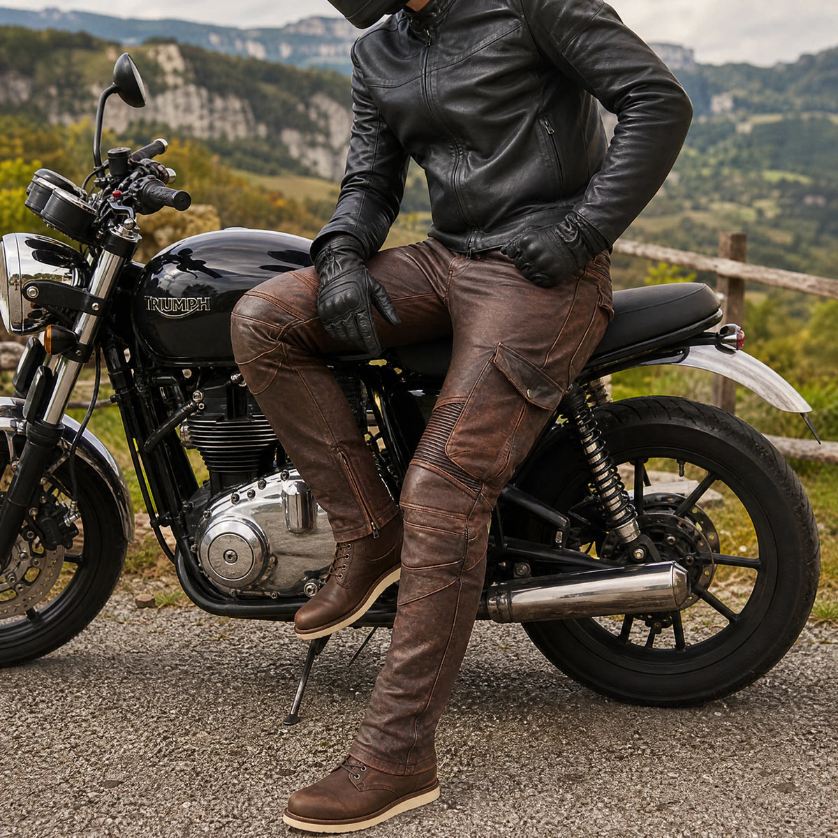 Pantalon Cuir Moto avec Poches Cargo et Détails Nervurés - Utilisation GLOBALE