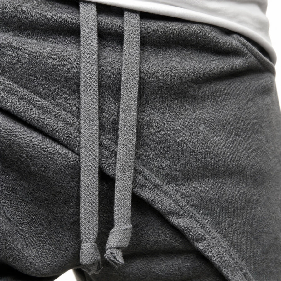 Pantalon décontracté à coutures superposées vintage - close-up détail matière