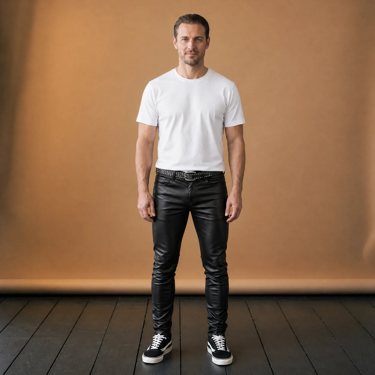 Pantalon en cuir taille basse vintage skinny - VETEMENT Studio HOMME