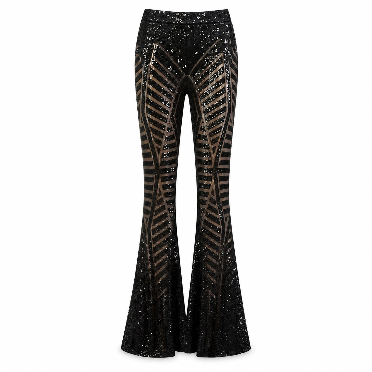 Pantalon Patte d'Éléphant Paillettes et Tulle Géométrique - image principale
