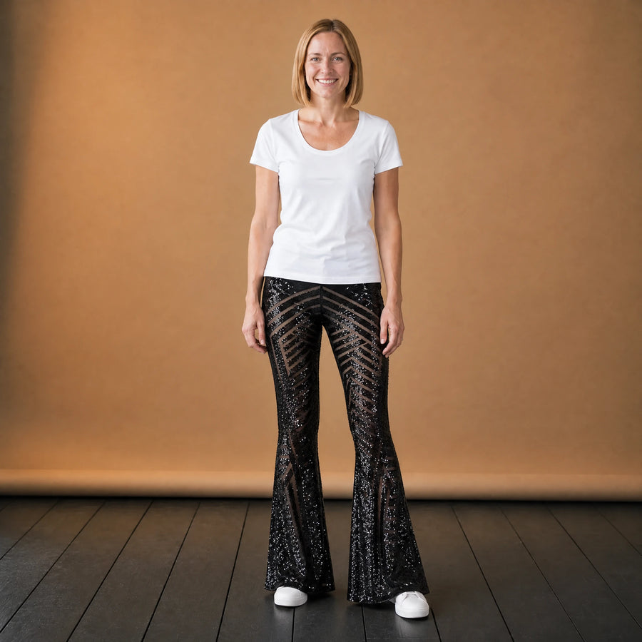 Pantalon Patte d'Éléphant Paillettes et Tulle Géométrique - VETEMENT Studio FEMME