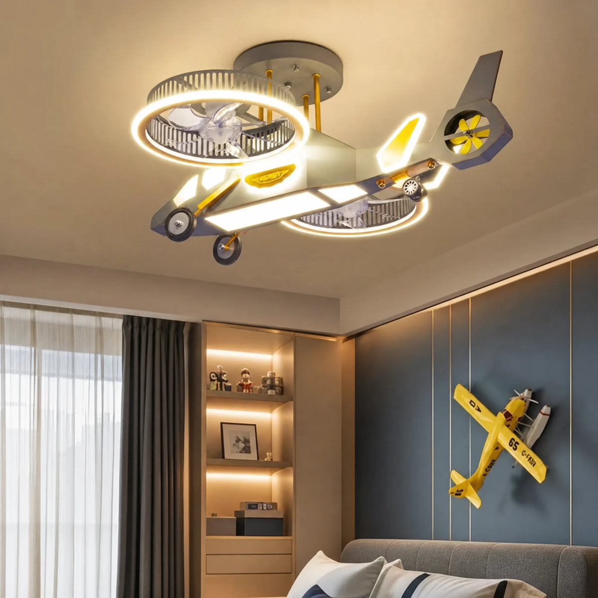 Plafonnier Hélicoptère Enfant avec Éclairage LED Intégré - OBJETS VARIES