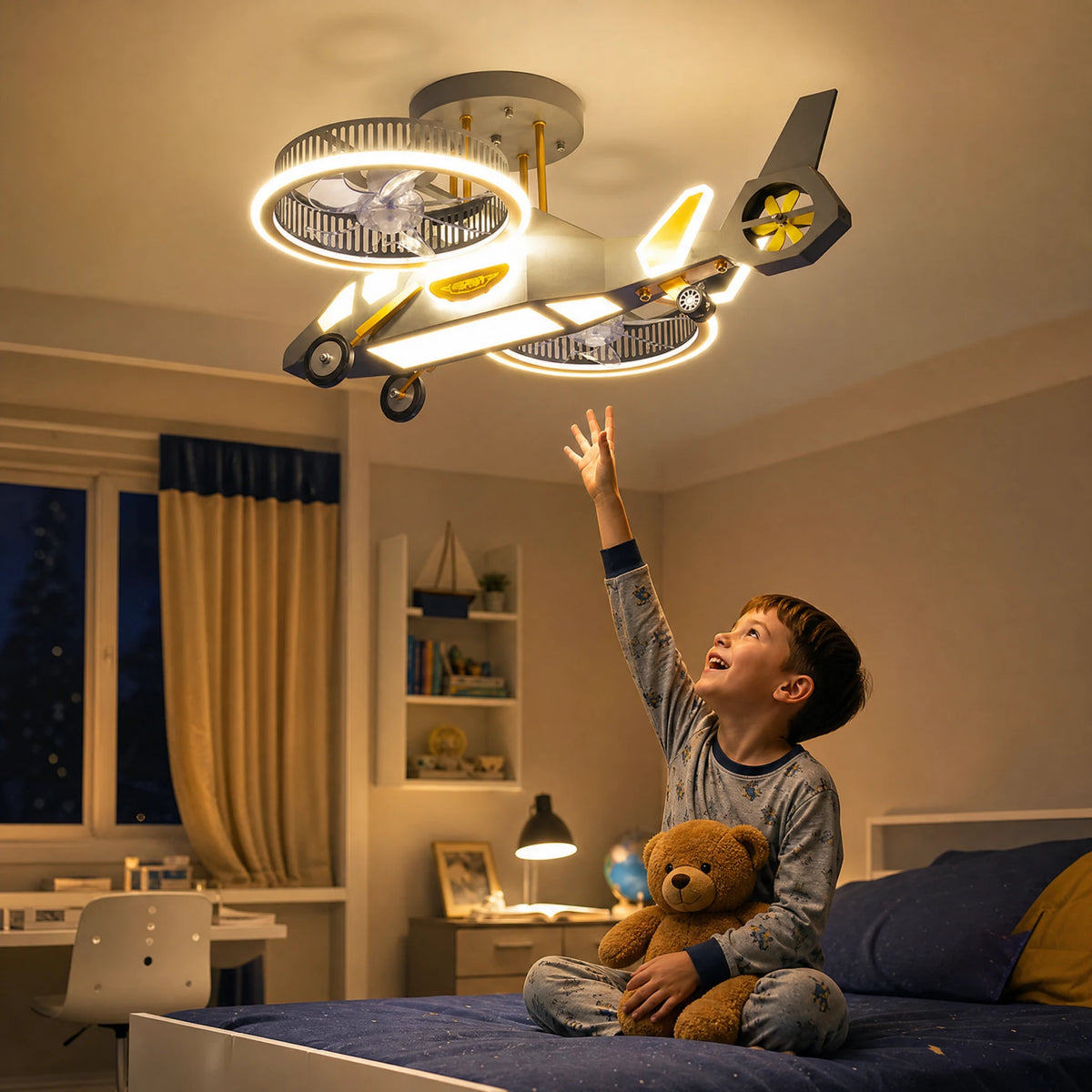 Plafonnier Hélicoptère Enfant avec Éclairage LED Intégré - Utilisation GLOBALE