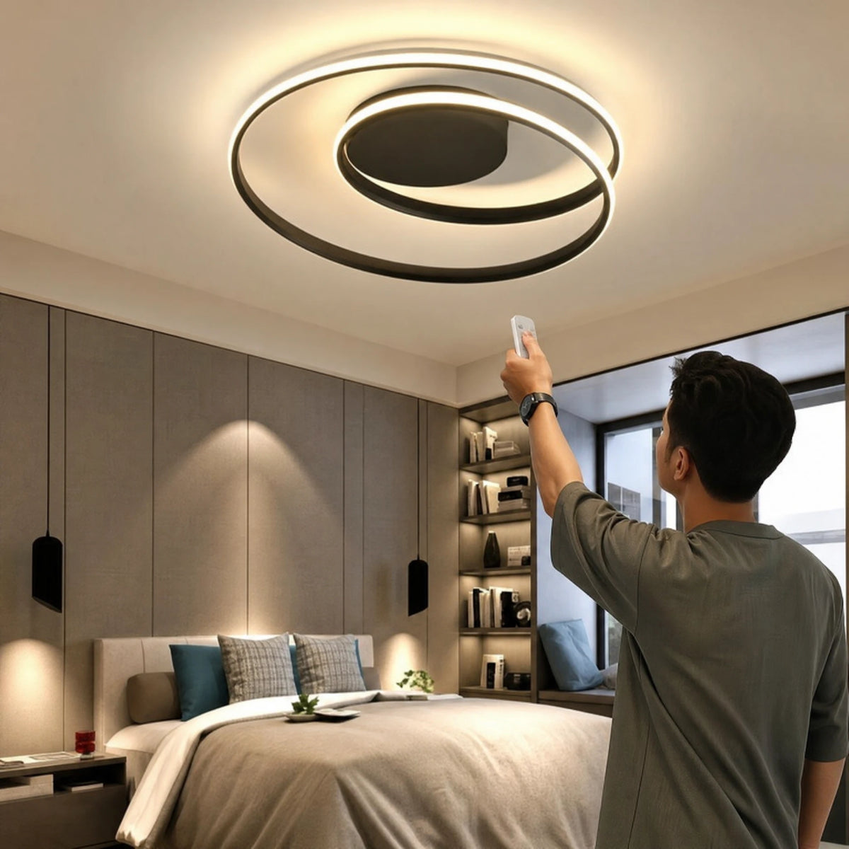 Plafonnier LED Moderne Design Spirale Noir - Utilisation GLOBALE