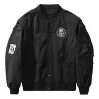 Chaqueta bomber suelta con parche de calavera vintage