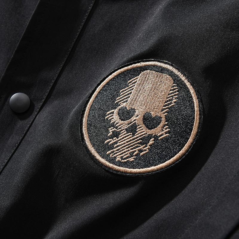 Chaqueta bomber suelta con parche de calavera vintage