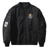 Chaqueta bomber suelta con parche de calavera vintage
